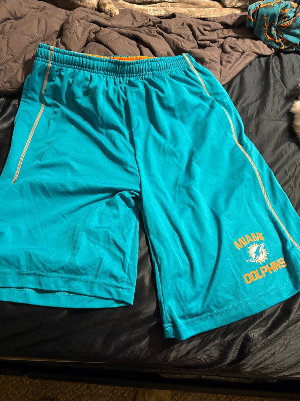 NFL Teal Miami Dolphins Athletic Shorts with Orange Trim
